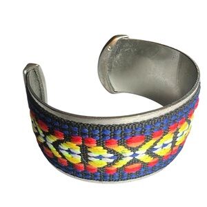 Vintage Southwestern Embroidered Cuff Bracelet Tribal Native
